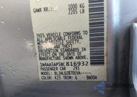 2011 Nissan Maxima 3.5 S from USA, damaged, VIN 1N4AA5AP5BC816932